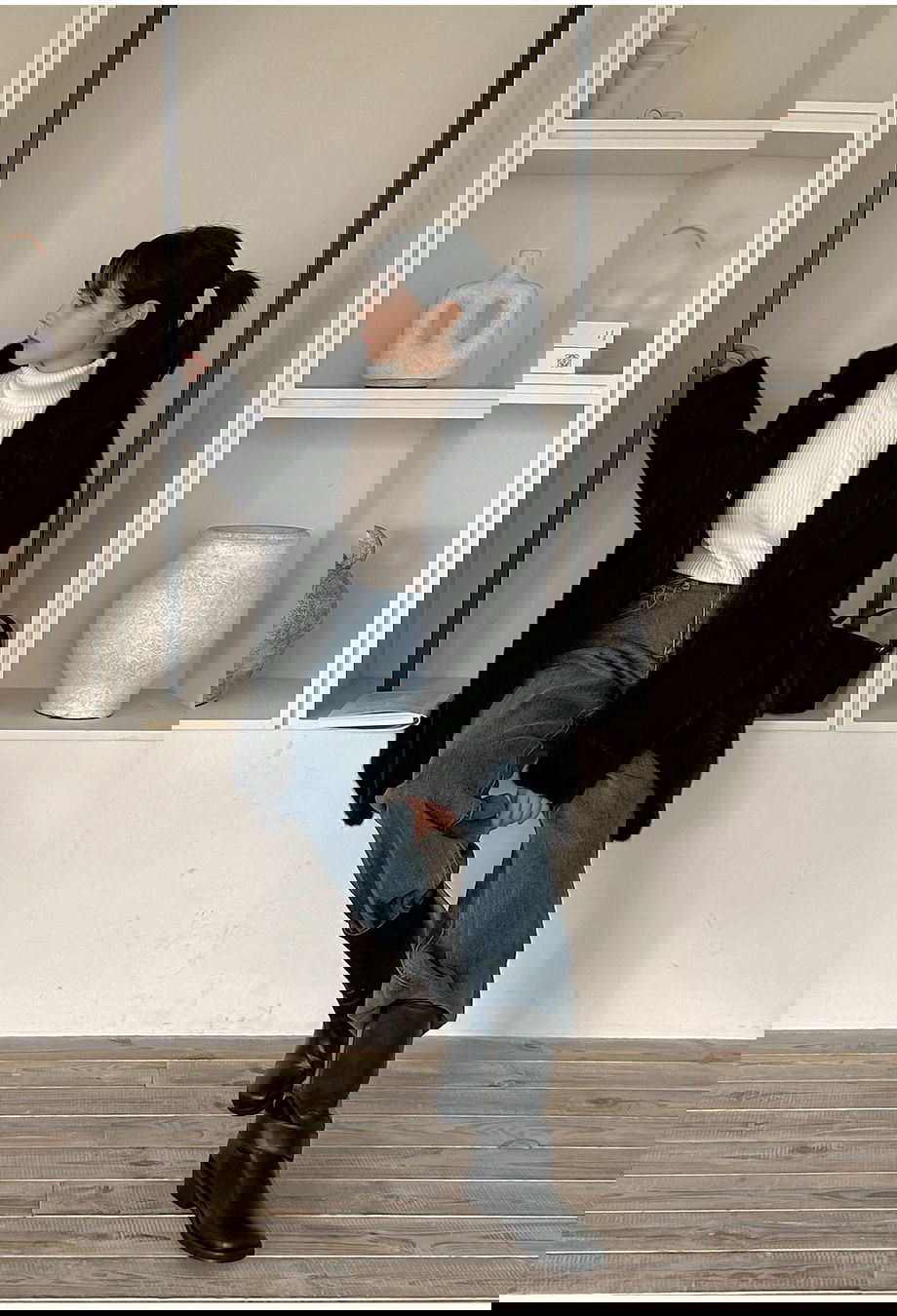 리리앤코 에포린즈 히든버튼 하이넥 퍼 자켓