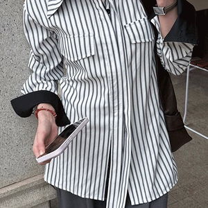 노코 스트라이프 스트랩 셔츠