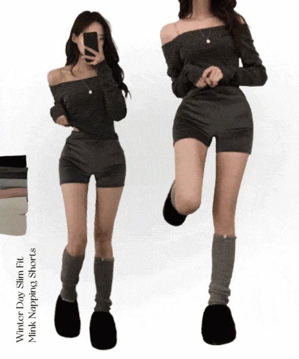 Mink Ribbed Short Pants 短褲