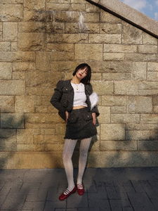 ︎ONLY VIVIC ︎GOLDY TWEED PUFF CROP JACKET SKIRT SET