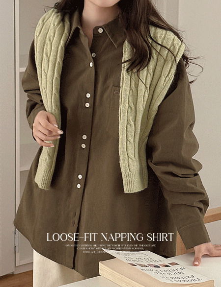 료틴 루즈핏 기모 셔츠 84727