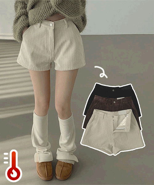 Corduroy fleece vertical Fleece-lined A-line winter shorts