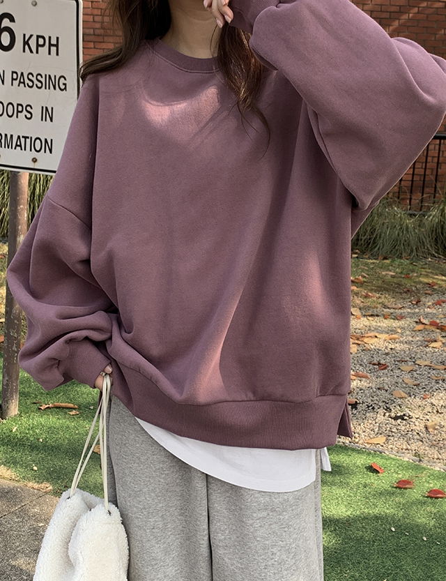 可愛寬鬆加絨圓領長袖衛衣