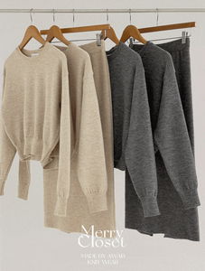 MerryCloset.라떼라운드니트 -knit/세트가능/2color