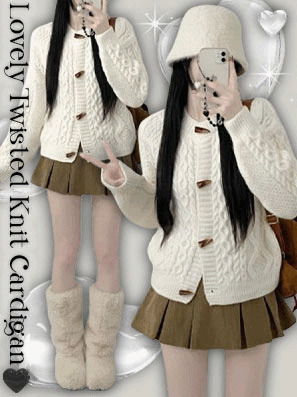 허밍꽈배기떡볶이더플세미크롭니트가디건(7color)