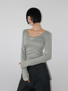 DEEP NECK LABEL LONGSLEEVE (4color)