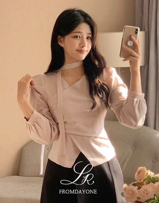 Made)드메인 랩 셔링 블라우스