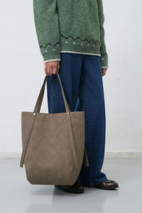 WOMAN Faux Suede Basket Shoulder Bag