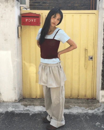 後背綁帶方領背心