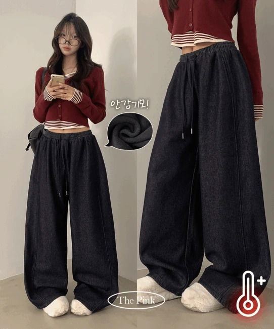 These non-fade Raw Fleece-lined denim pants 牛仔褲