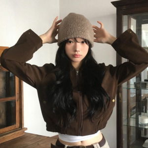 앤브 사선 포켓 크롭 자켓