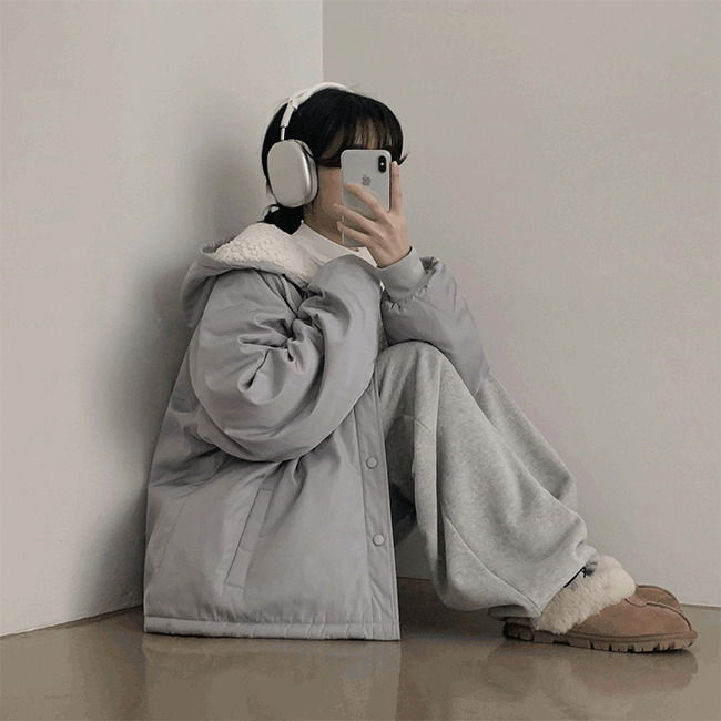 루나 오버핏 양털 후드