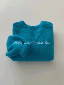 慵懶風羊駝毛V領針織上衣