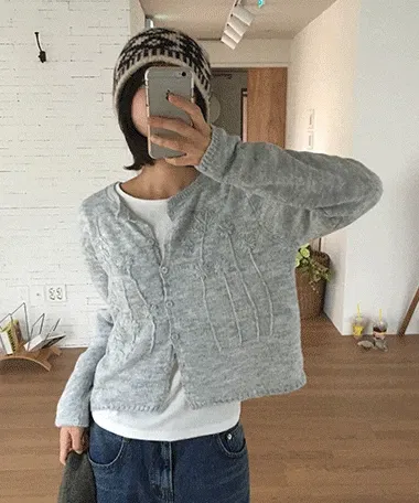 비에로 플라워 모헤어 니트 가디건