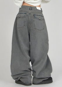 Vintage Washing Back Pocket Balloon Denim DE064