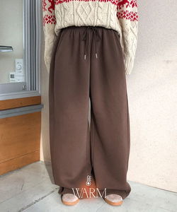 保暖寬鬆綁帶拼接休閒長褲