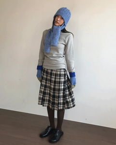 Grunge button-up check skirt