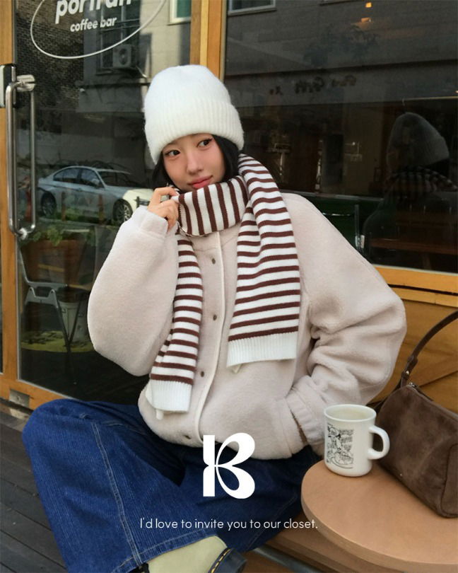 羊毛絨毛寬版開襟外套 (人氣商品配送延遲)