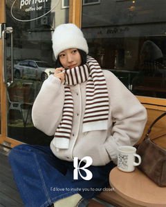 羊毛絨毛寬版開襟外套