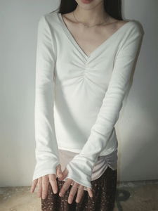 ユキバイカラーVネックロングトップ