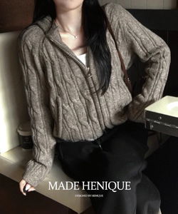 Berg Twisted Hooded Knitwear Two-Way Zip-Up - 3 Colors