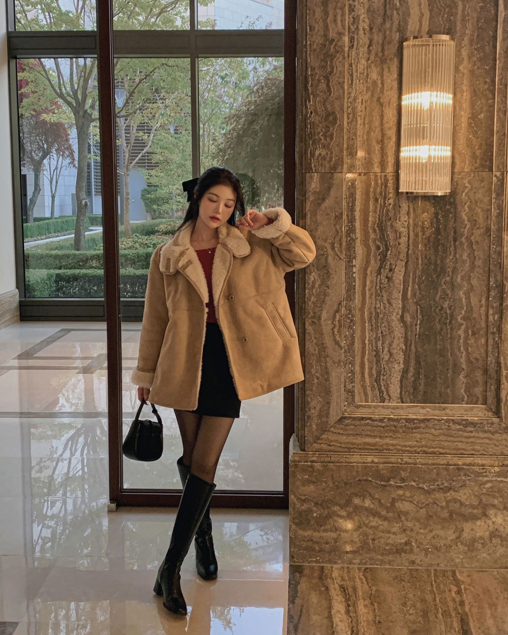 코트 모델 착용 이미지-S1L63