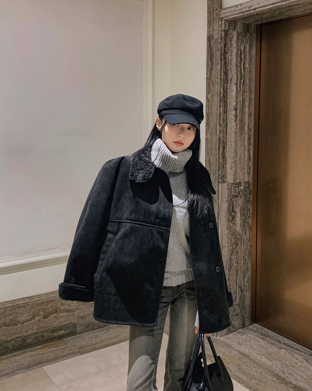 코트 모델 착용 이미지-S1L141