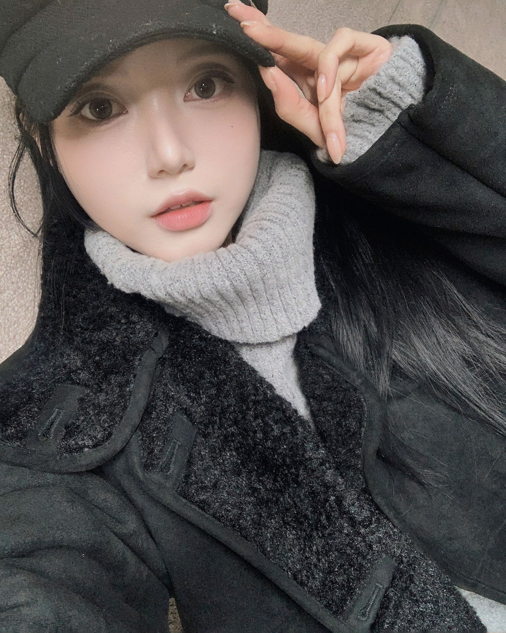 코트 모델 착용 이미지-S1L144