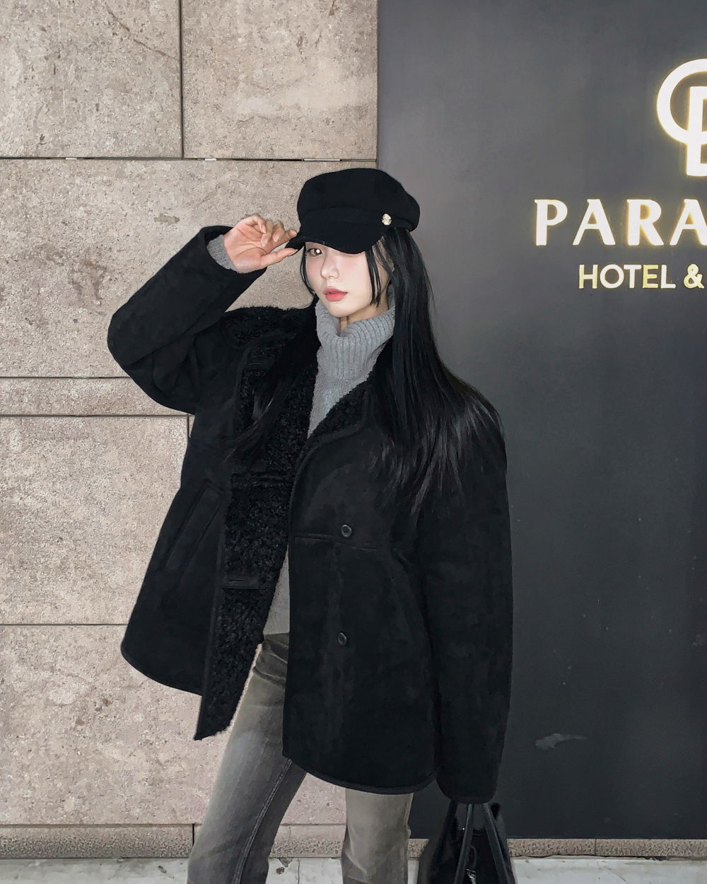 코트 모델 착용 이미지-S1L142