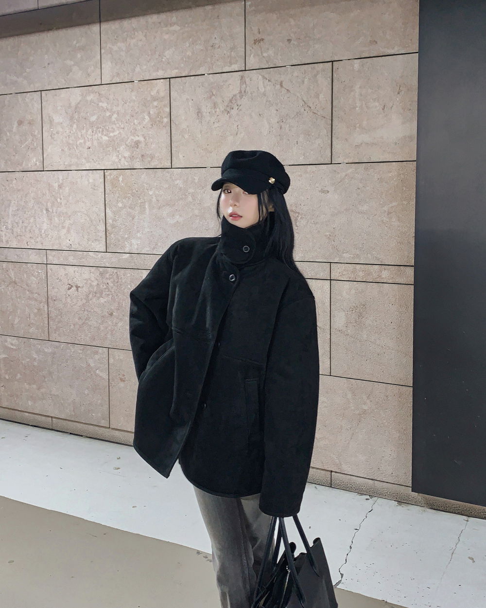 코트 모델 착용 이미지-S1L149