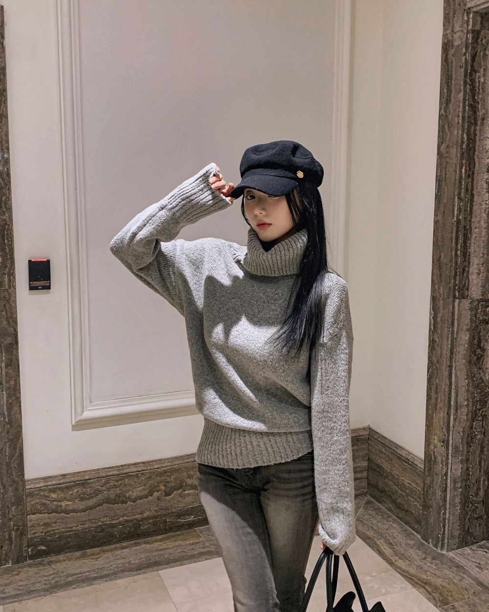 코트 모델 착용 이미지-S1L166