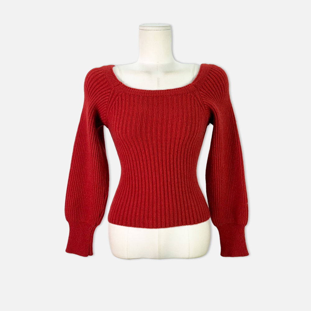 긴팔 티셔츠 버건디 색상 이미지-S1L17