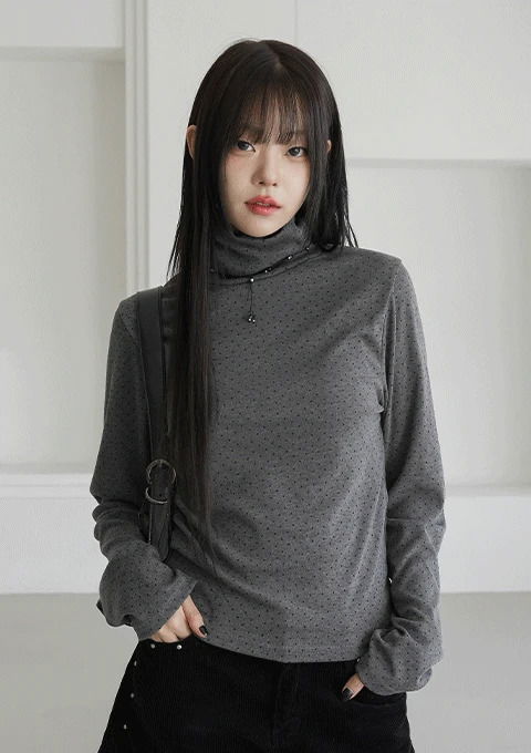 헨버 도트 폴라티셔츠