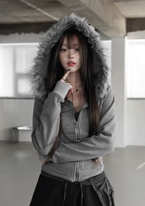 刷毛連帽拉鍊外套