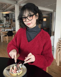 레이 스트라이프 폴라넥 티셔츠 (4color)