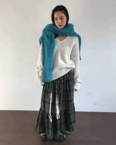 Windy Check Long Skirt