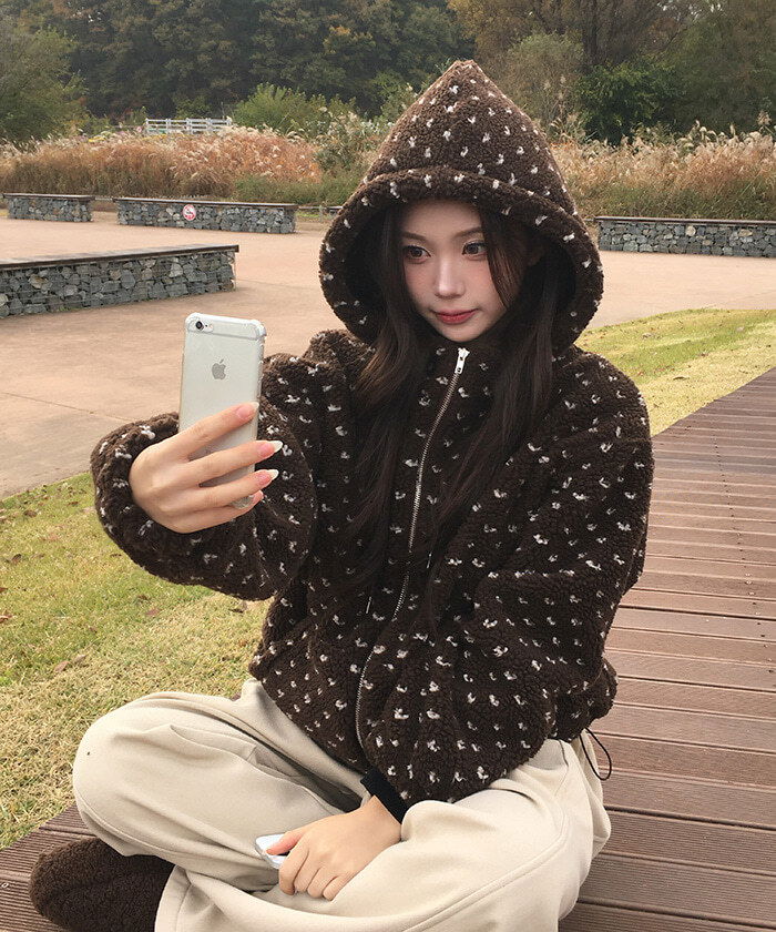 點點連帽抽繩夾克