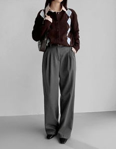 Colorblock Argyle 4-Round Knitwear Cardigan