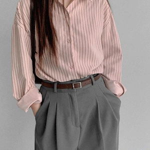 피치스트라이프 카라셔츠남방