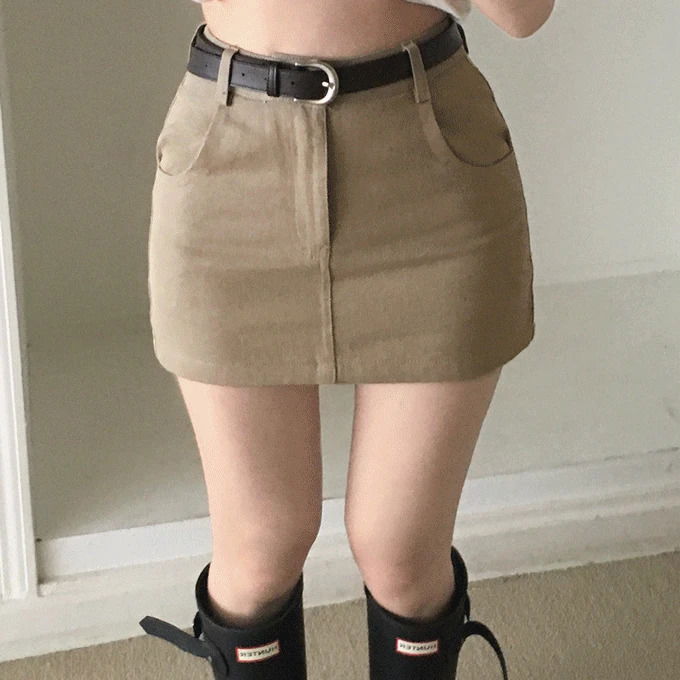 헤일로 뒷포켓 치마 바지 -3 color