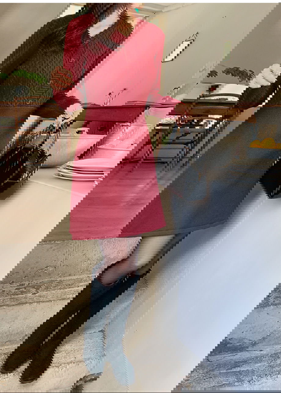 리리앤코 블디르닝 울 니트 브이넥 미니 원피스