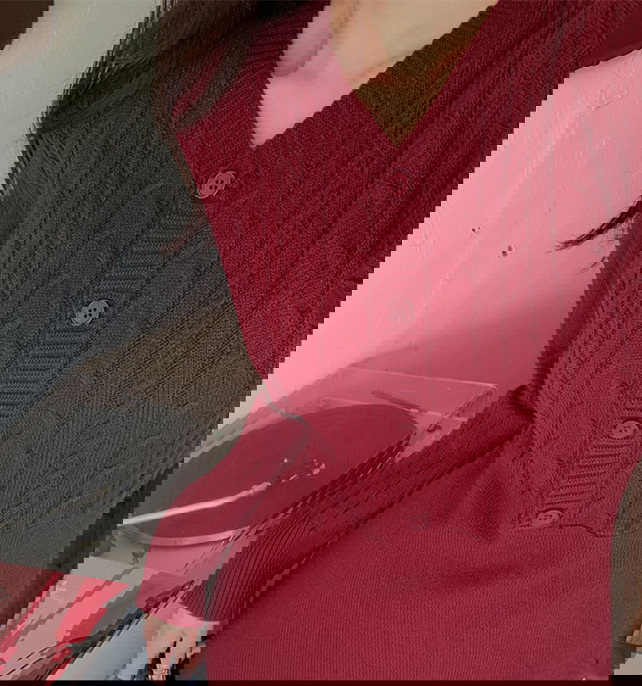 리리앤코 블디르닝 울 니트 브이넥 미니 원피스