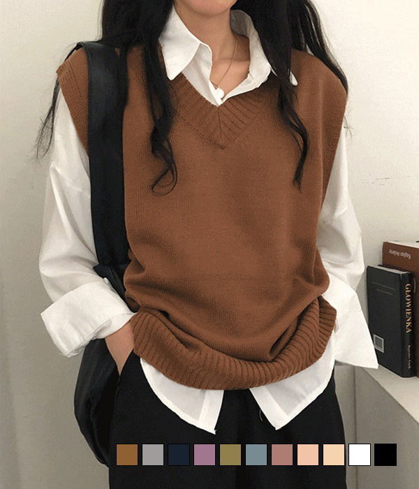 Maison Wang Box Fit V-Neck Vest vest