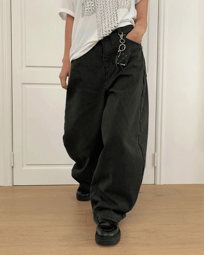Gidget Stripe Rivet Balloon Fit Long Pants