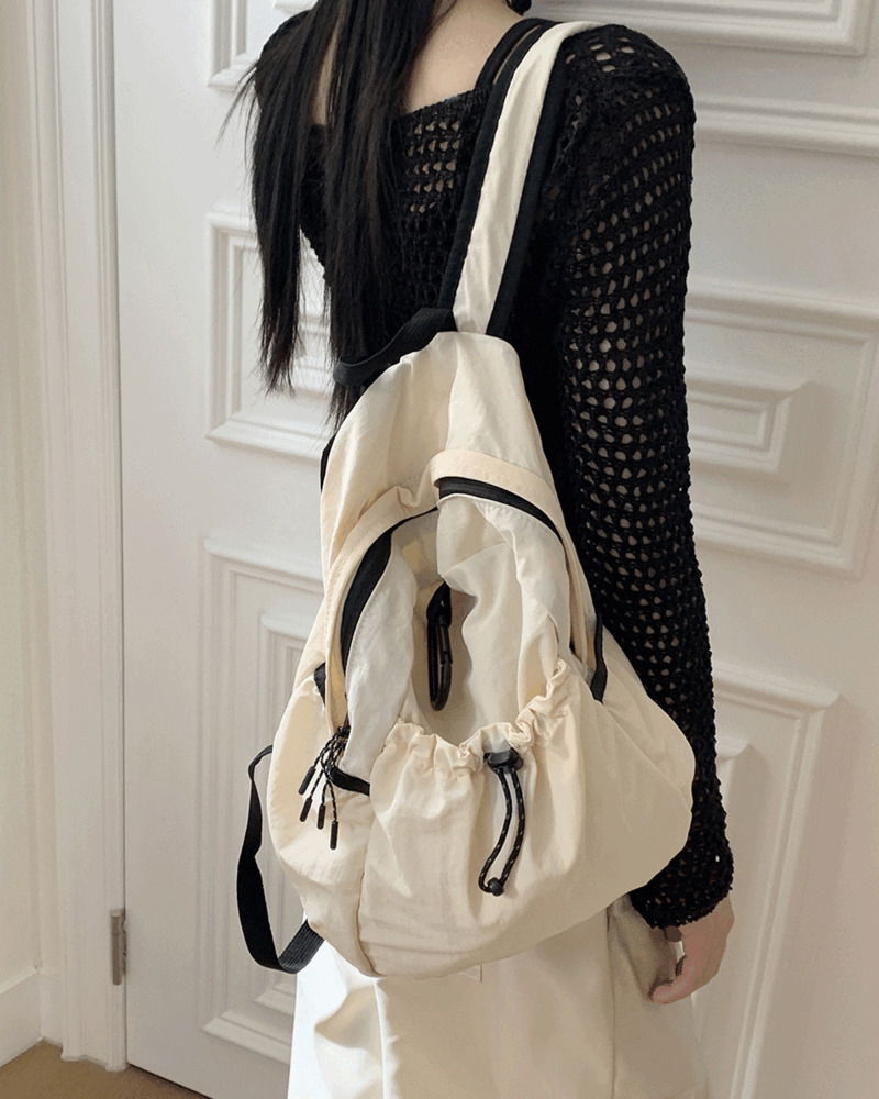 Cliff color combination string mini nylon backpack