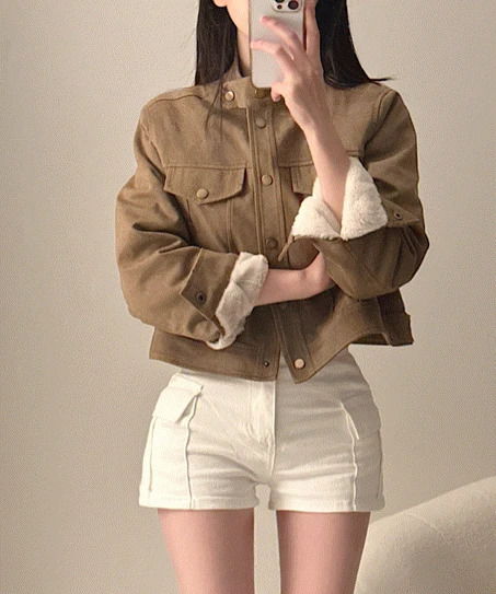 슬림라인 안감퍼 스웨이드 무스탕 자켓 2color