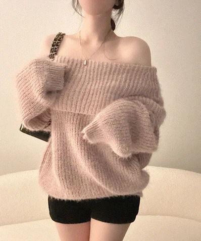 ソルイップオフショルダールーズフィットニット