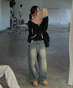 デビル バルーン ビンテージ ロング ワイドデニムパンツ