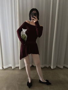 BALLET OFF SOULDER UNBALANCE MINI DRESS