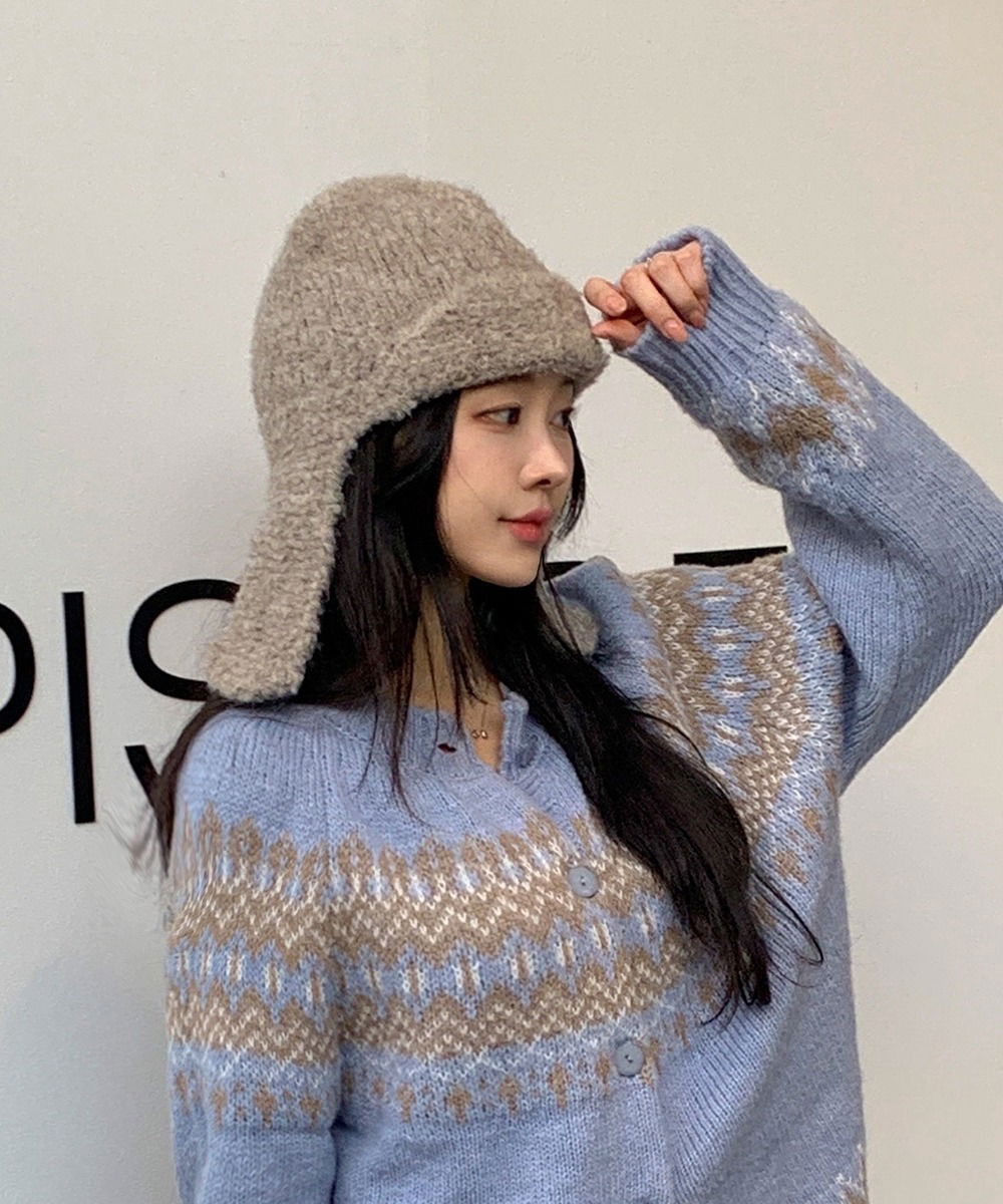 Buckle Knitwear Trooper Hat Military Hat Button Button Earflap Earflap Earmuff Beanie 帽子